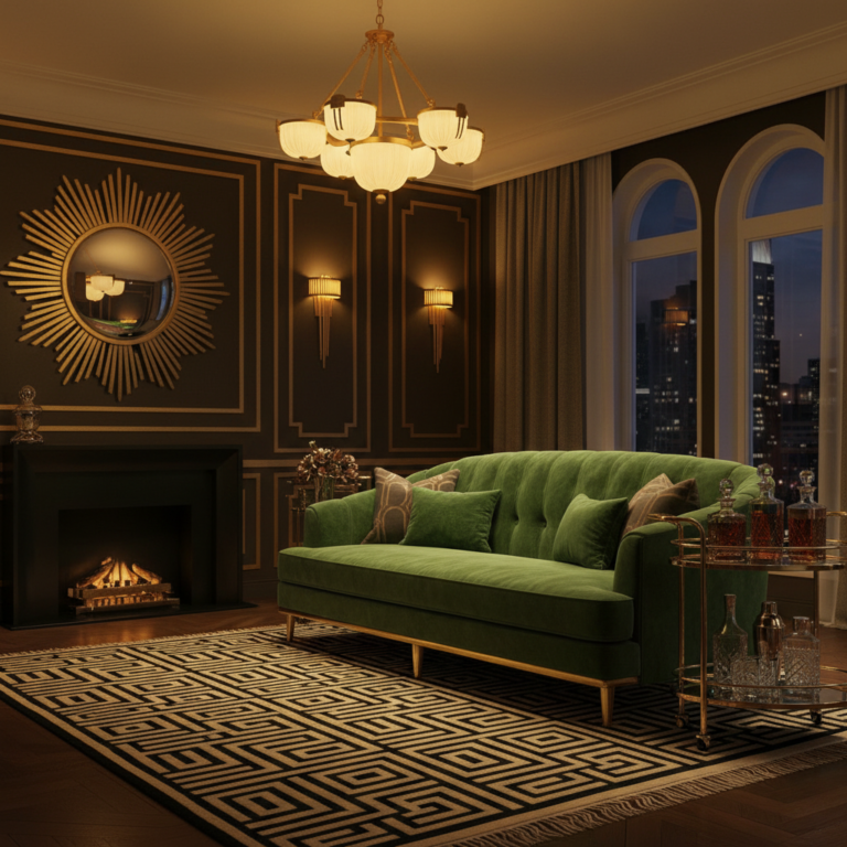 6 Glamorous Art Deco Living Room Ideas with Luxe Details