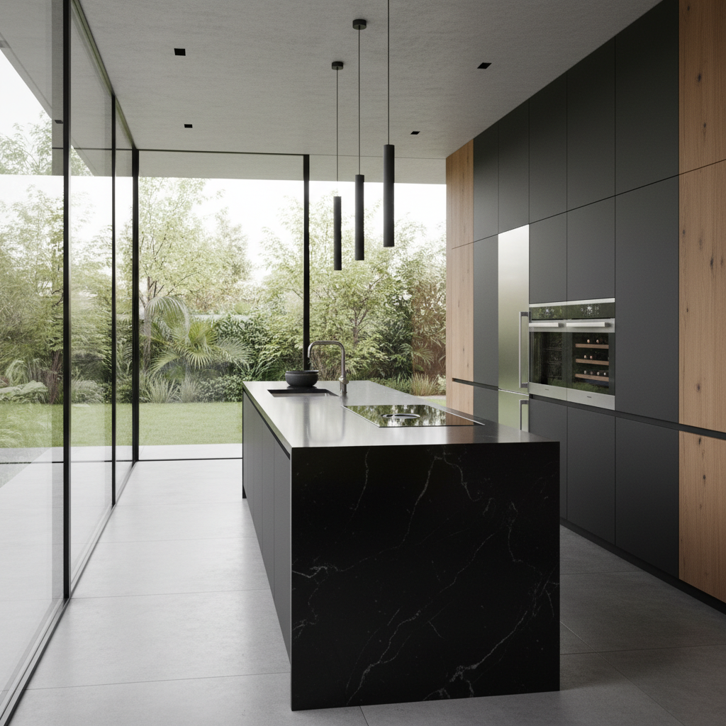19 Modern Kitchen Designs Featuring Sleek Black Worktops