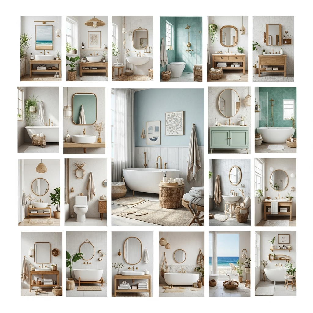 17 AI Coastal Bathroom Ideas for a Beachy Vibe