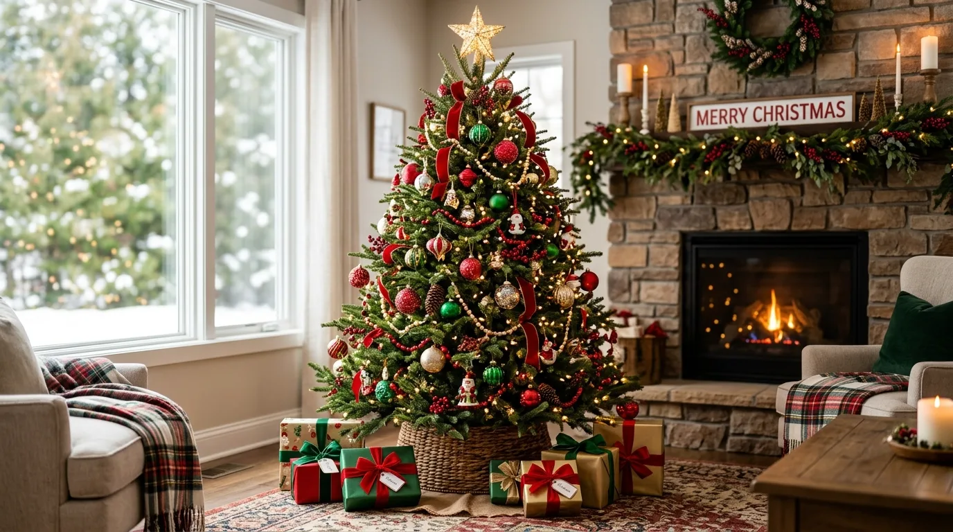 Classic Red and Green Christmas Tree