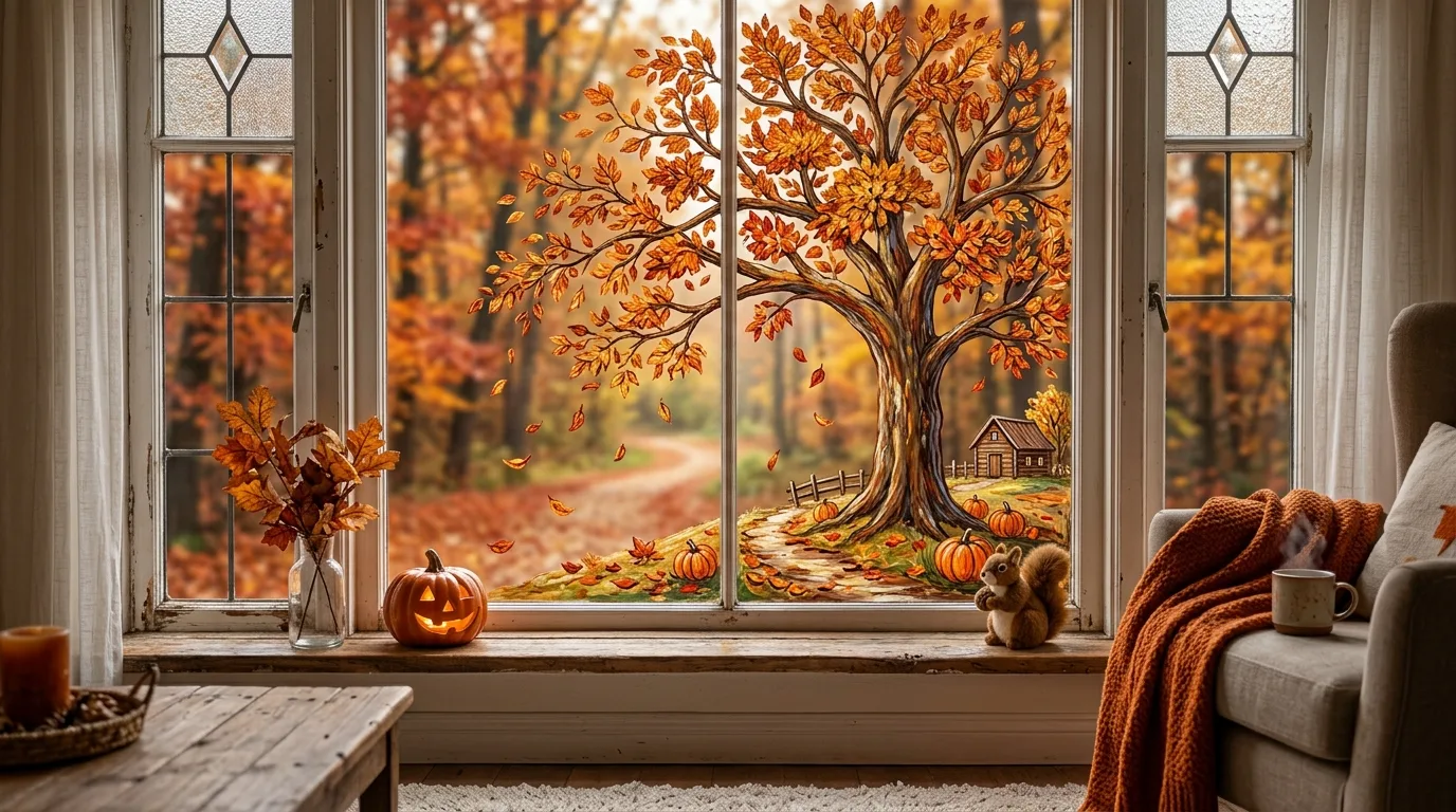 Fall Tree Window Painting