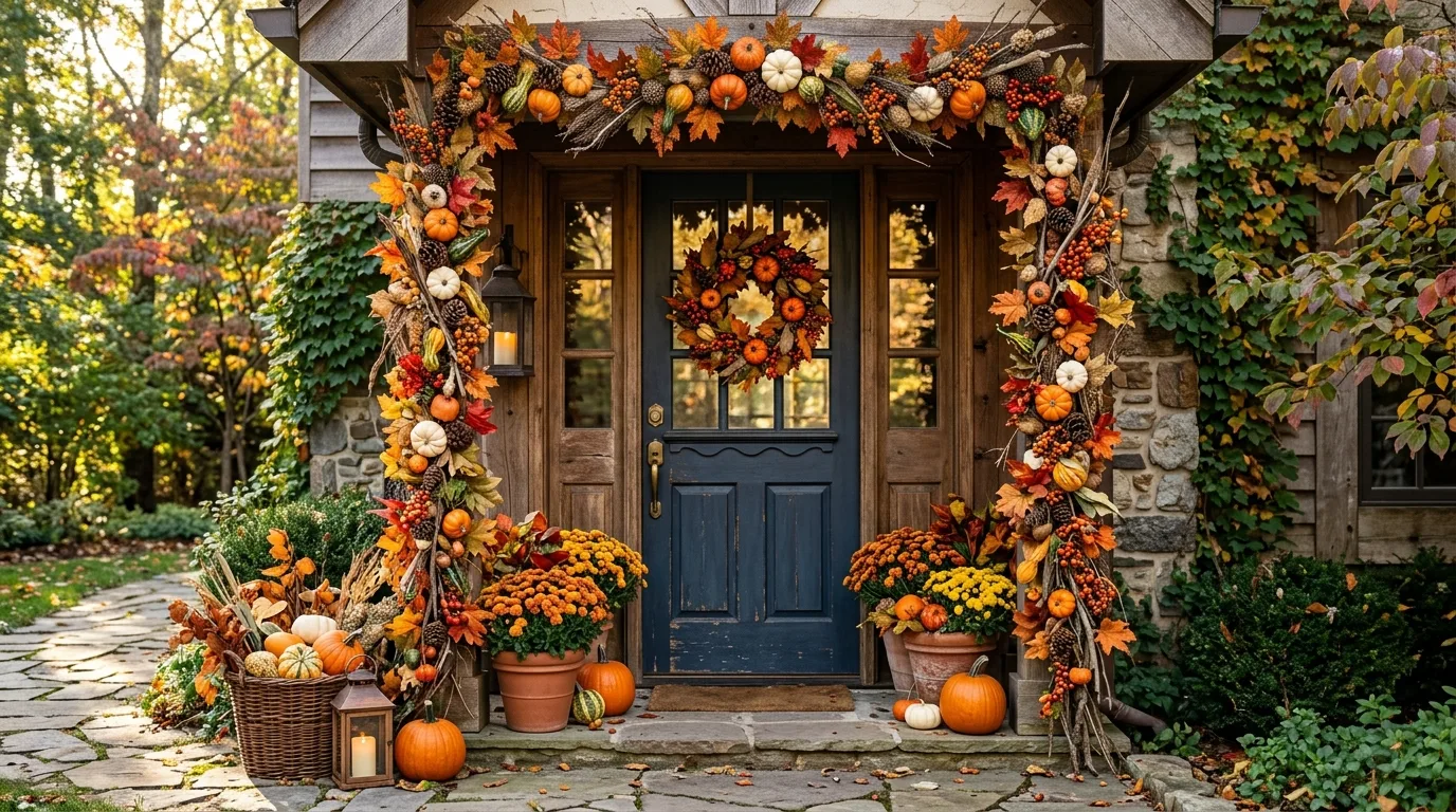 Add Fall Garland Around the Door Frame