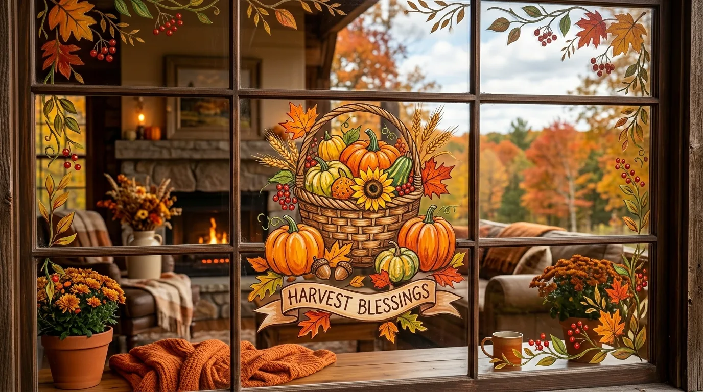 Fall Harvest Window Painting