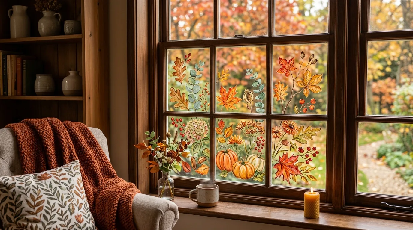 Fall Floral Window Painting