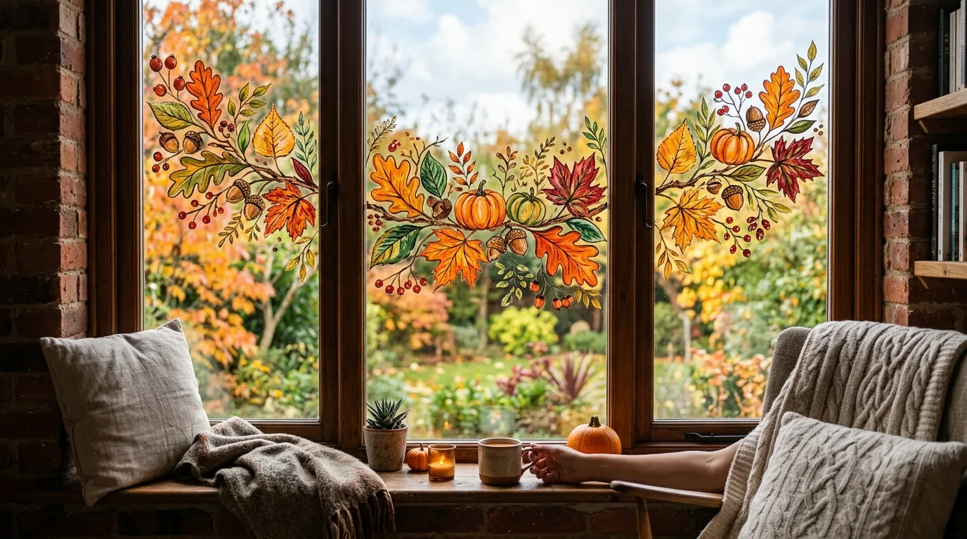 Autumn Window Garland Painting