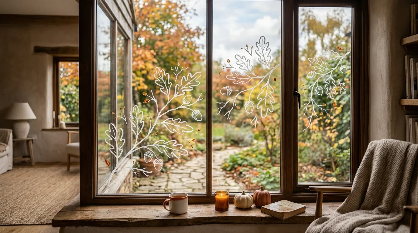 Minimalist Fall Window Painting