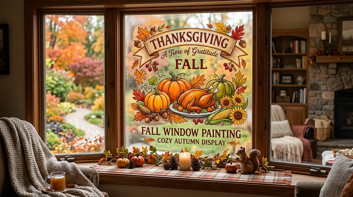 Thanksgiving Fall Window Painting