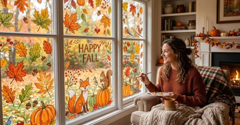 25 Fall Window Painting Ideas for a Cozy Autumn Display